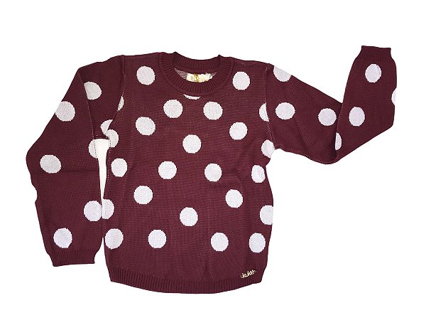 TRICOT MENINA VINHO COM BOLAS BRANCAS - KUKIÊ