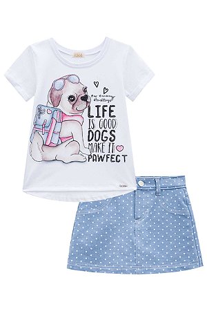 CONJUNTO CAMISETA E SAIA PUG - KUKIÊ