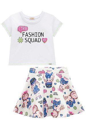 CONJUNTO MENININHAS VERÃO SAIA COM SHORTS - KUKIÊ