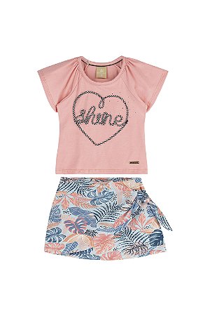 CONJUNTO MENINA MANGA CURTA E SHORT SAIA ESTAMPADO - COLORITTÁ