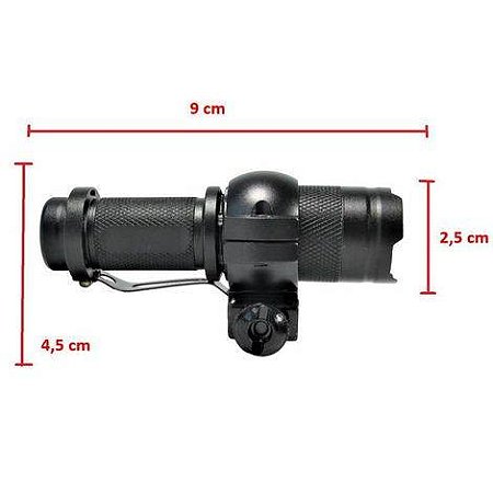 Lanterna tática Led Cree Q5 c/ Mount baixo p/ trilho 22mm