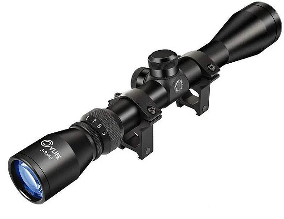 Luneta 3-9x40 R4 Rifle Scope c/ Mount p/ Trilho 22mm