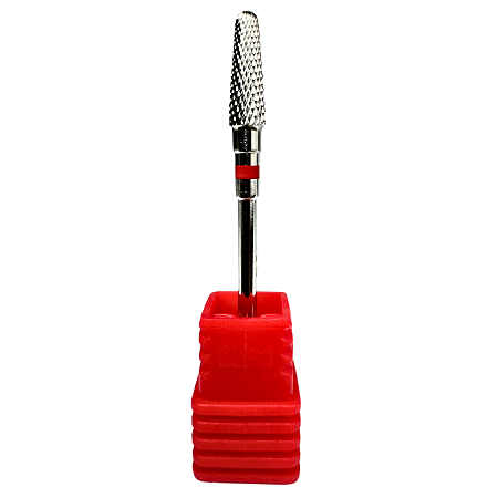 Broca de Tungstênio Média Cone Umbrella ST Tarja Vermelha Acabamento Unha Gel