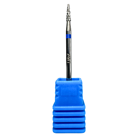 Broca de Tungstênio Small Cone Ponta Fina Tarja Azul Acabamento Unha Gel