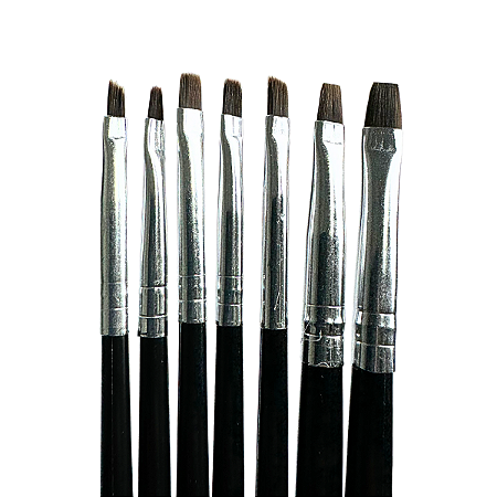 Kit 7 Pinceis para aplicação unhas em Gel Lingua de gato e reto