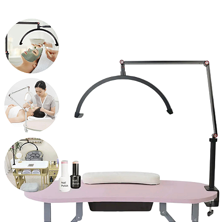Luminária Arco Meia Lua Articulada Nail Designer e Estetica com garra de Mesa