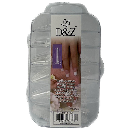 Tips Bailarina Transparente com 100 unhas D&Z