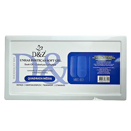 Unhas Postiças Soft Gel Quadrada 500 unidades D&Z