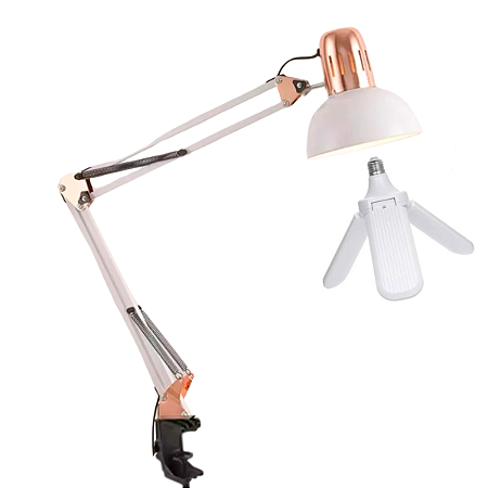 Kit Luminária Pixar Cromada Articulada + Lampada Pétala 45w