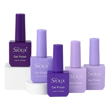 Coleção Sioux Explorer- Esmaltes em Gel UV Roxos e Lavandas (15ml)