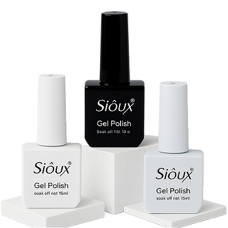 Coleção Sioux Explorer- Esmaltes em Gel UV Preto e Brancos (15ml)