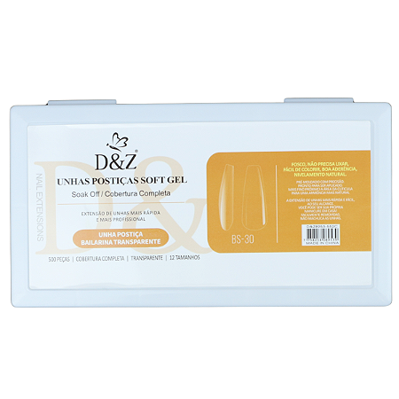 Unhas Postiças Soft Gel Bailarina  Média Lisa 500 unidades D&Z