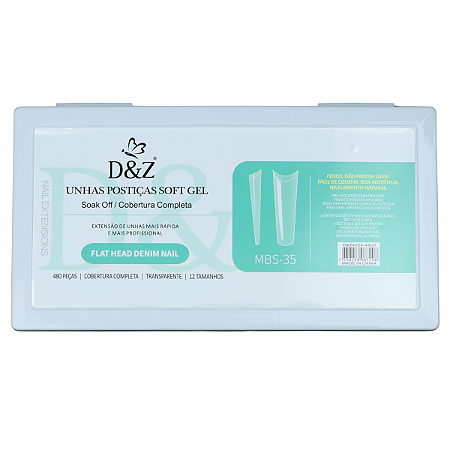 Unhas Postiças Soft Gel Tips Bailarina Flat 500 unidades D&Z