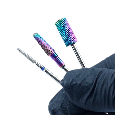 Kit 3 Brocas Tungstênio e Diamantada Broca 718 Conica e Cilindrica Alongamento Unha Gel
