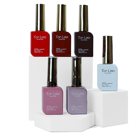 KIT 6 Esmaltes em Gel Lirio 18ml Alta Pigmentação Coleção Premium