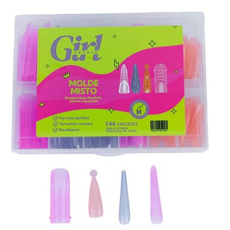 Molde F1 Dual Form Girl Fatale 4 Modelos, Misto, Bailarina, Quadrado e Stiletto144 pçs