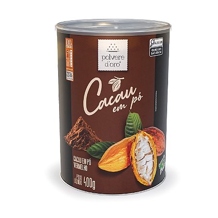 Cacau em pó alcalino vermelho 22|24% tubo lata 400g