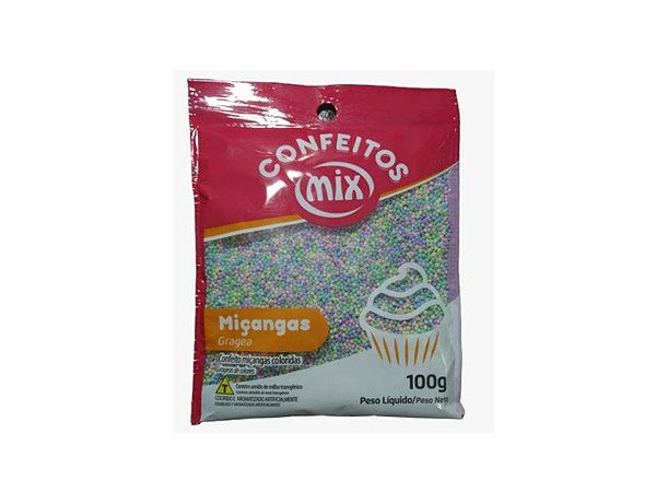 Confeito Miçanga Candy Colors 100g Mix