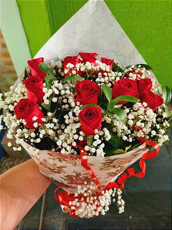 Buquê Tradicional 12 Rosas Vermelhas