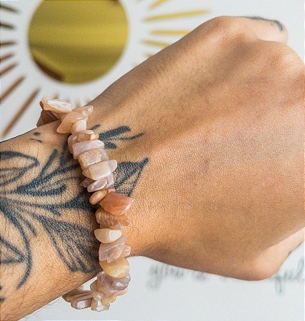 Pulseira Pedra da Lua Marrocos Verdadeira cascalho - Pedra do Sagrado Feminino