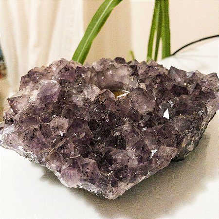 Porta Velas Ametista Drusa - Pedra da Transmutação - Qualidade Extra