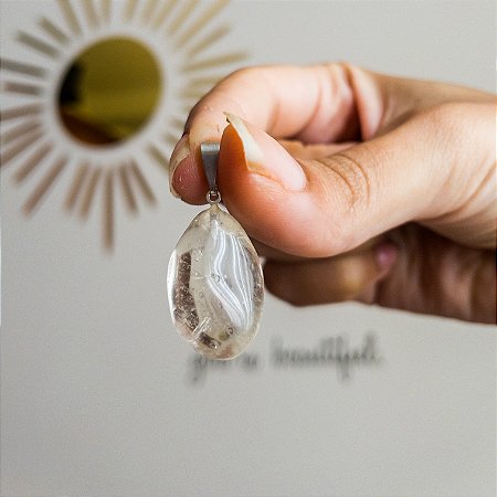 Pingente Quartzo Transparente Cristal Rolado - Pedra da Amplificação