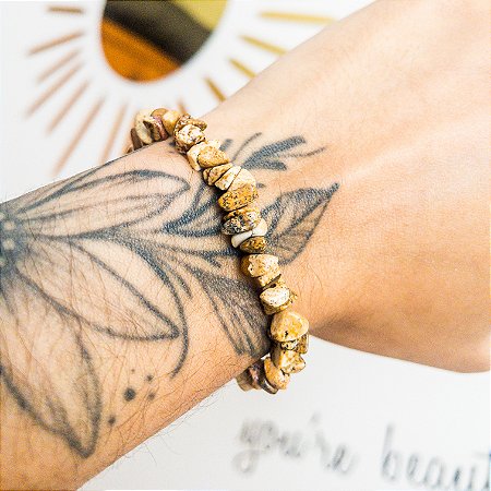 Pulseira de Jaspe Paisagem - Pedra conexão com a mãe Terra