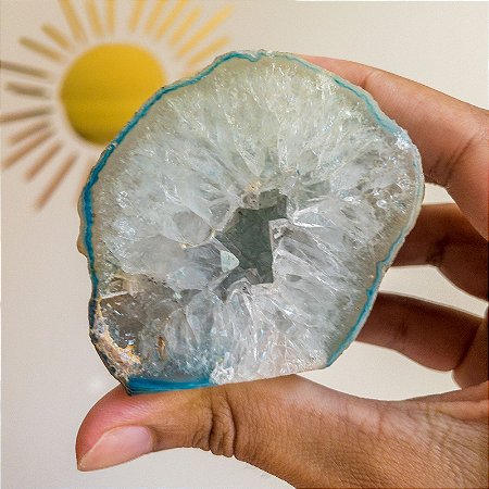 Geodo de Ágata Branca com Azul - Pedra da Harmonia