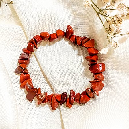 Pulseira de jaspe vermelho  cascalho - Proteção Contra Inveja, Mau-olhado e Energias Negativas