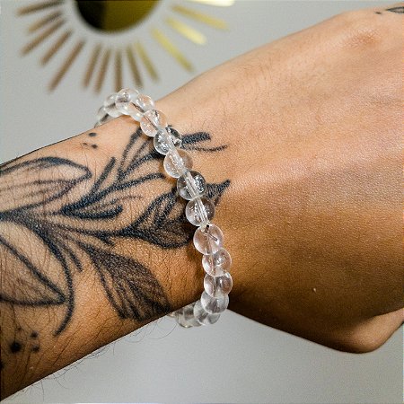 Pulseira Cristal Quartzo Transparente com buda  - Pedra Amplificadora | Buda