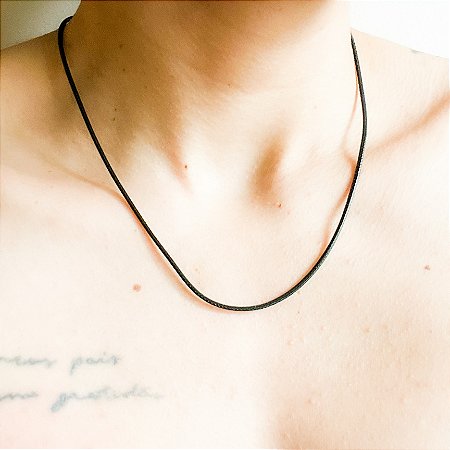 Corrente couro ecológico preto 45cm 50 cm