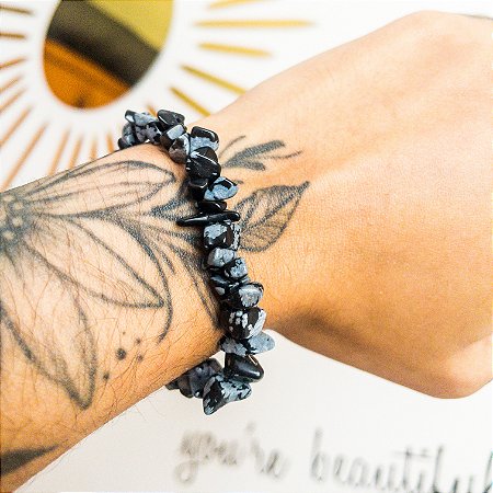 Pulseira Obsidiana Floco de Neve  Extra - Atrai Clientes