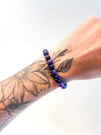 Pulseira de Lepidolita Redonda Escura - Viagem astral, honestidade e combate depressão