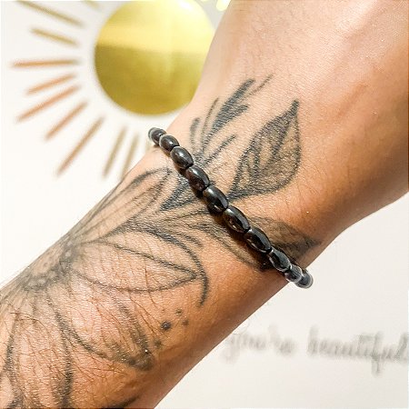 Pulseira de Hematita oval - Proteção contra Vícios, Negatividade e Hábitos