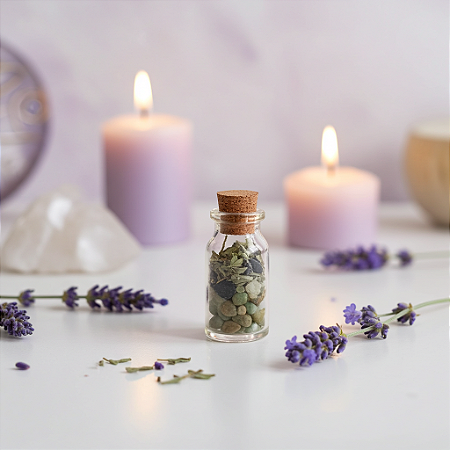 Garrafinha de Proteção com Turmalina Negra, Sal Grosso e Arruda