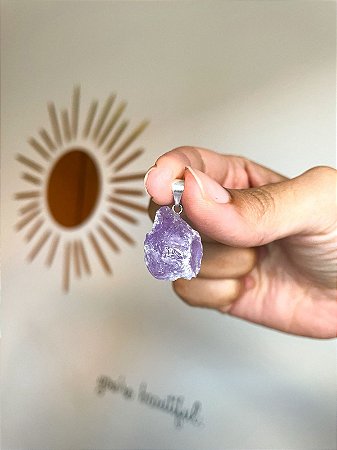 Pingente de Ametista Bruta prata - Pedra da Transmutação - Qualidade Extra