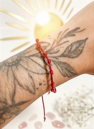 Pulseira 7 Nós Vermelha - Amuleto de Proteção e Sorte Ajustável