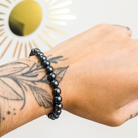 Pulseira de Hematita redonda 6mm - Proteção contra Vícios, Negatividade e Hábitos