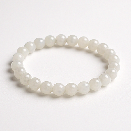 Pulseira de Pedra da Lua Indiana Verdadeira redonda 6mm - Pedra do Sagrado Feminino