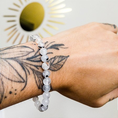 Pulseira de Quartzo Turmalinado Redonda - Pedra da Tolerância