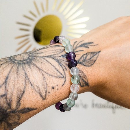 Pulseira de Fluorita Redonda - Pedra do Amor e sorte
