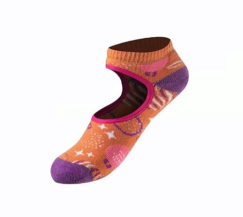 Meia sapatilha antiderrapante laranja