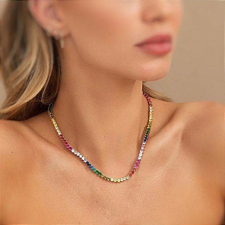 Colar Riviera Zircônias Rainbow