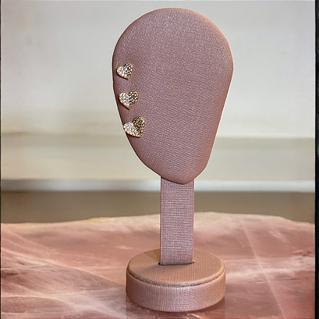 Trio de Corações Cravejados 3D