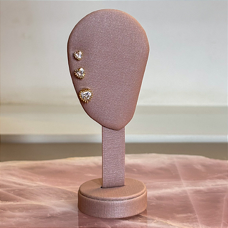 Trio de Brincos Corações Pontos de Luz