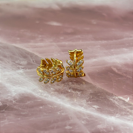 Argola Folhas Cravejadas