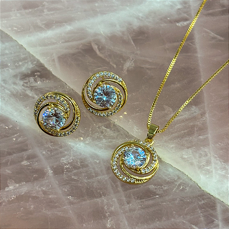 Conjunto Clássico Espiral Cravejado