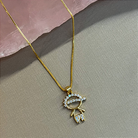 Colar Filho Vazado Cravejado