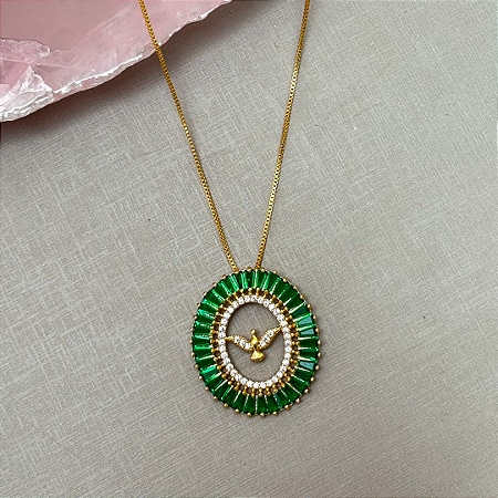 Colar Medalha Divino Cravejado