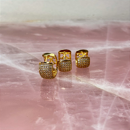 Trio de Argolas Cravejadas em Zircônias